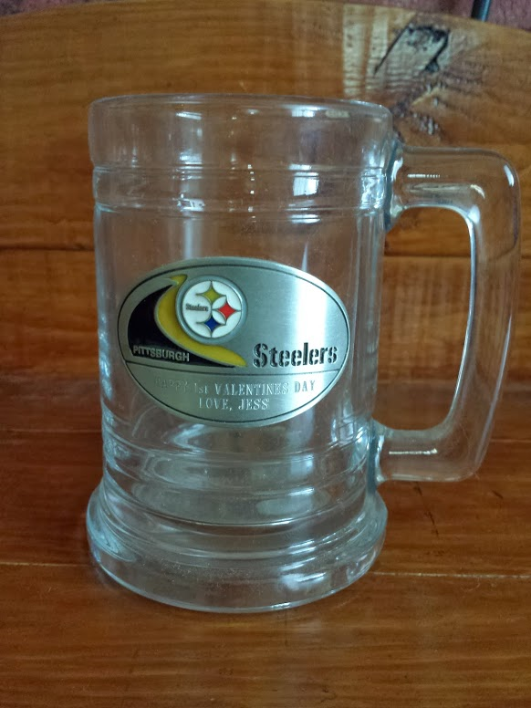 Engraved glass Steelers mug