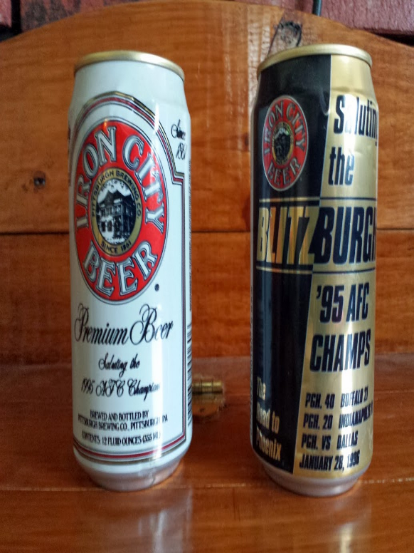 2 unopened Iron City Beer 1995 AFC Steeler collector cans