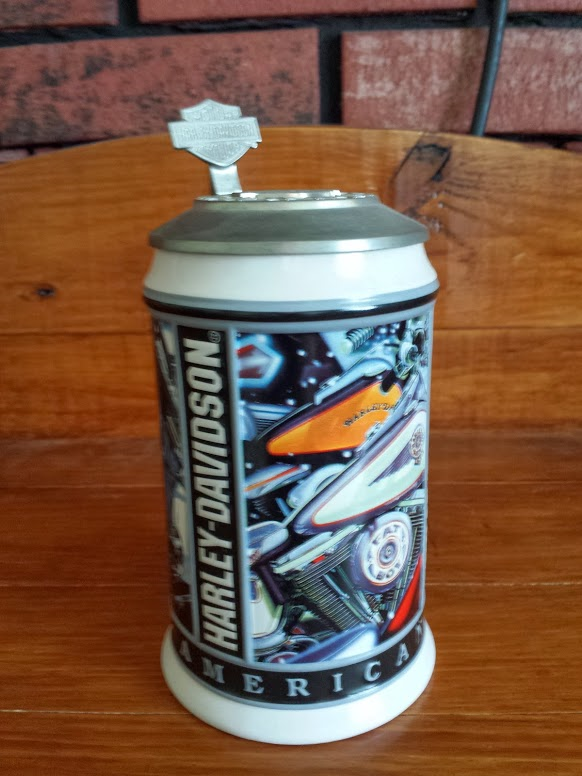 Harley Davidson ceramic with pewter lid